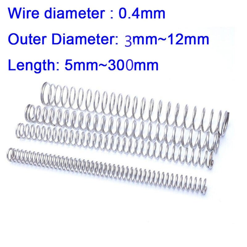 Customizable Compression Springs 304 Stainless Steel Wire Dia 0 4mm OD 3 12mm Length 5 300mm Size 50pcs 3x45mm - Image 2